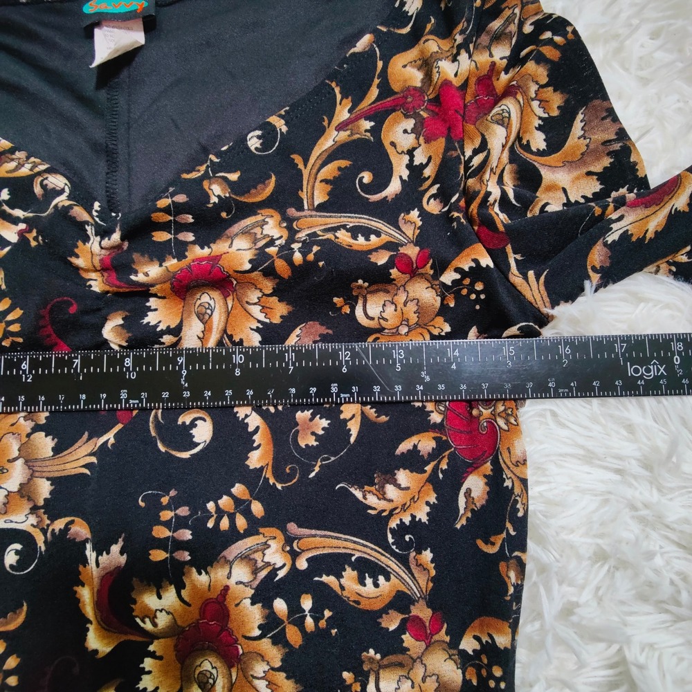 Savvy Baroque Floral Bell Sleeve Dress Grunge Whimsigoth Boho Fairycore Y2K‎ L - Picture 8 of 12